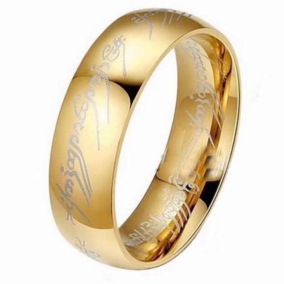 Lord of the Ring. Beautiful Gold Plate size 4 5 6 7 8 9  Band is 4mm wide - Picture 1 of 5